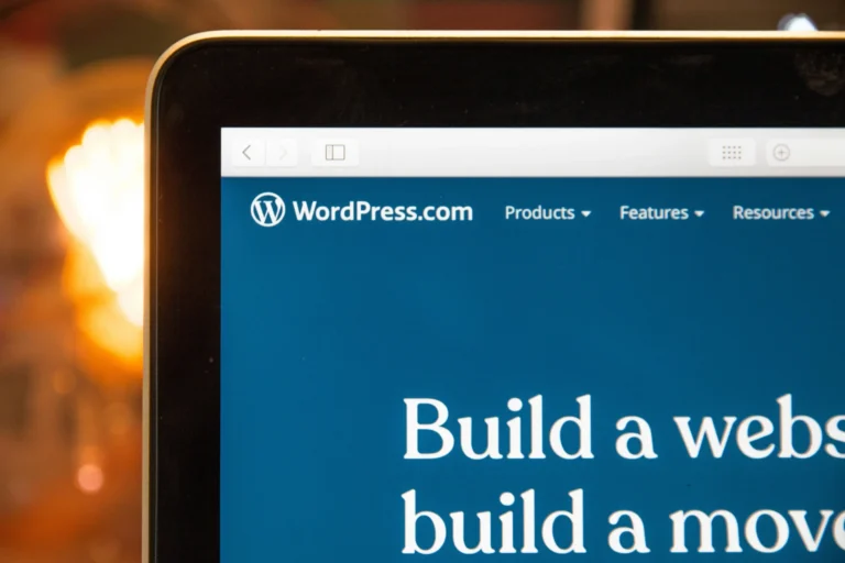 WordPress website opened on laptop screen